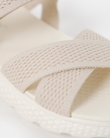 Cushion Walk Beige Knit Strappy Sandals - Extra Wide Fit (EEE)