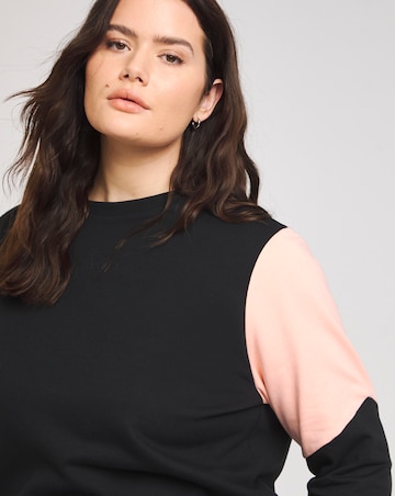 Black and Peach Colourblock Sweatshirt
