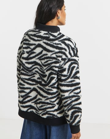 Black & White Zebra Print Borg Sweatshirt