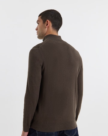 Lyle & Scott Cotton Merino 1/4 Zip Jumper - Espresso