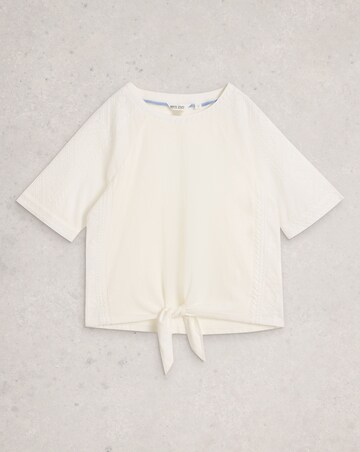 White Stuff Embroidered Tie Hem Top