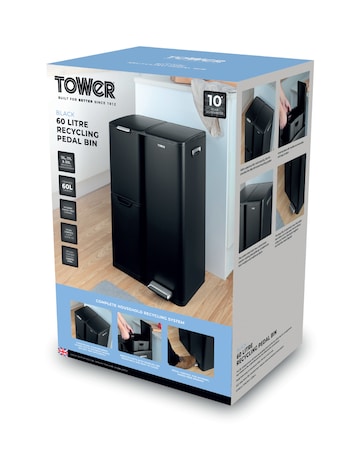 Tower 60L Recycling Bin with 3 Individual Compartments