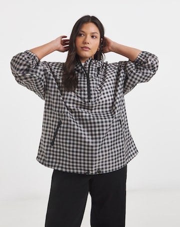 Simply Be Gingham Quarter Zip Wind Breaker