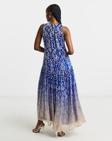 Joanna Hope Printed Halter Neck Dress With Metallic Thread