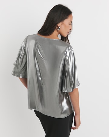 Metallic Angel Sleeve Blouse