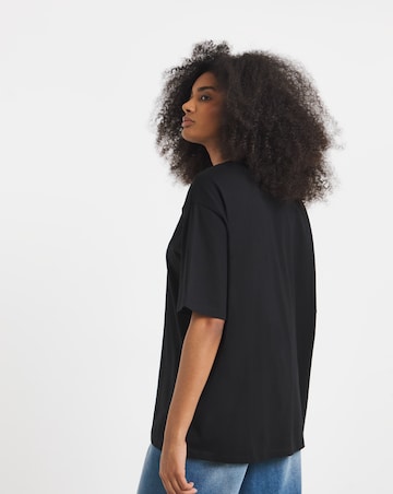 Black Oversized Slouchy Pure Cotton Crew Neck T-Shirt