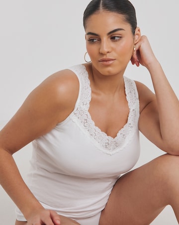 Pretty Secrets (2 Pack) Lace Trim Vests White/Black