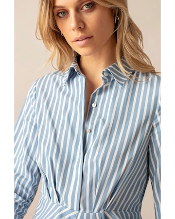 Ro&Zo Ruched Striped Shirt Dress