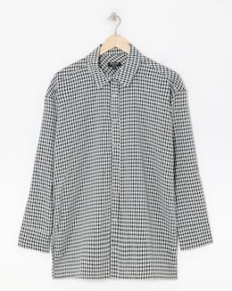 Twill Houndstooth Long Sleeve Shacket