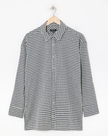 Twill Houndstooth Long Sleeve Shacket