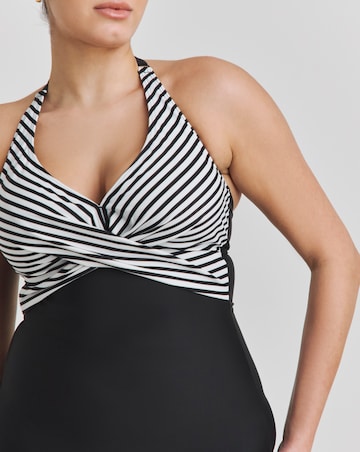 Figleaves Tailor Twist Underwired Halter Tummy Control Swimsuit - Longer Length