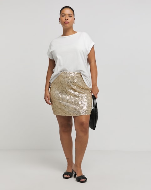Gold Sequin Mini Skirt