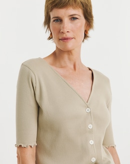 Half Sleeve Ribbed Cardigan