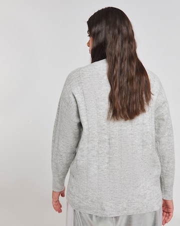 Grey Marl Rib Crew Neck Jumper