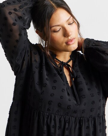 Simply Be Black Dobby Smock Dress