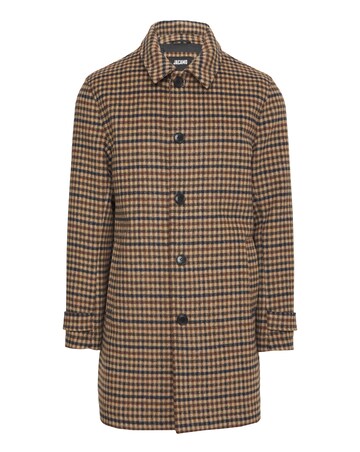 Brown Wool Blend Check Mac