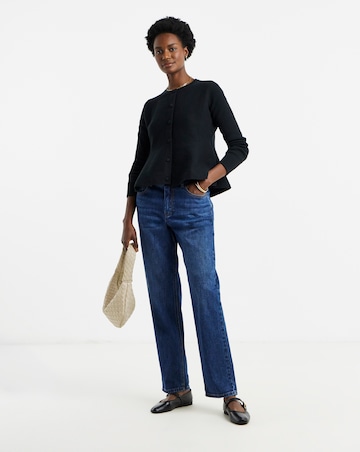 Round Neck Peplum Cardigan