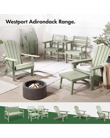 VonHaus Westport Green Adirondack Wooden Garden Lounge Chair