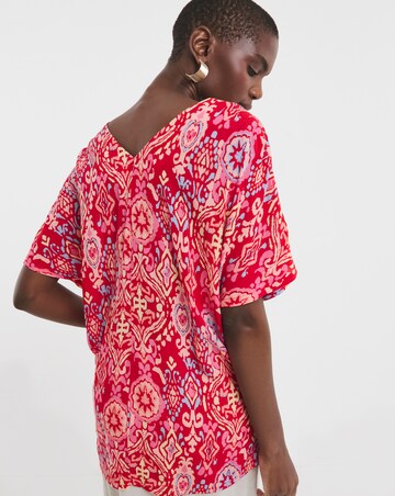 Printed Textured Crinkle Tunic Top