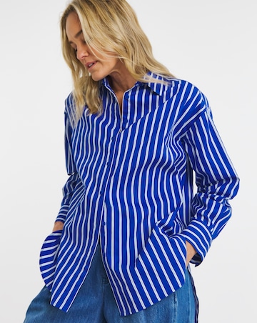 Cotton Poplin Oversized Stripe Shirt