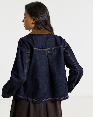 Indigo Cord Collar Denim Short Barn Jacket