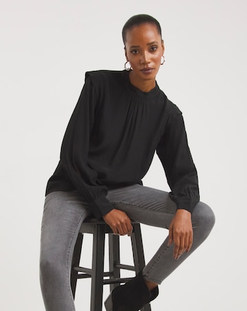 Black Shoulder Detail High Neck Top