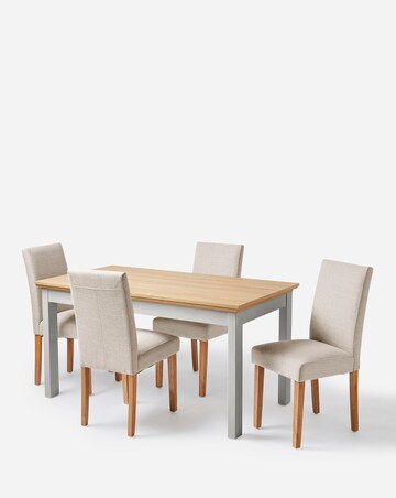 Julipa Ashford Dining Table with 4 Ava Fabric Chairs
