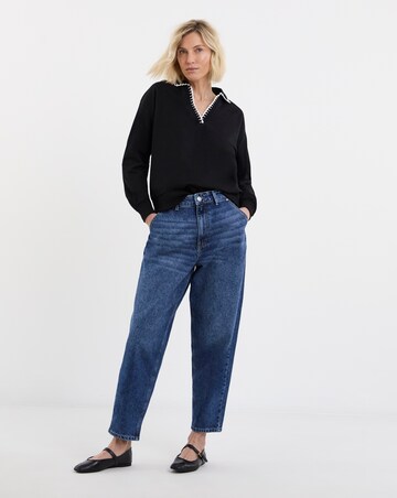 Contrast Stitch Collared Sweatshirt