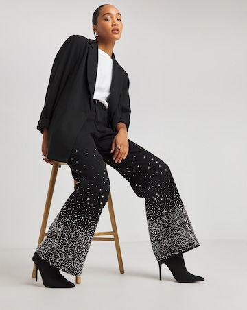 Simply Be X Twisted Wunder Black Embellished Wide Leg Jeans