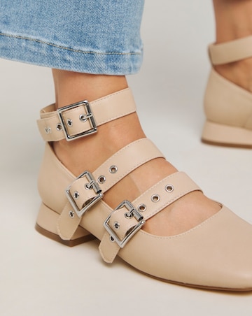 Garcelle Multi Strap Buckle Block Heel Shoes - Wide Fit (E)