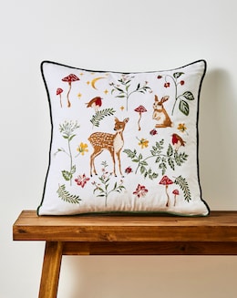 Woodland Animals Embroidered Cushion