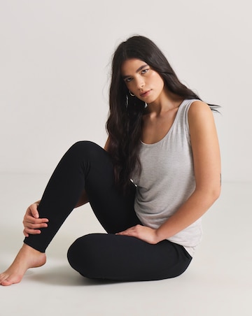 Pretty Secrets (2 Pack) Thermal Vest Tops Black/Oatmeal