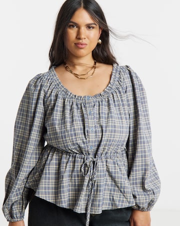 Cinch Square Neck Prairie Blouse