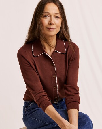 Julipa Petite Scallop Trim Button Down Cardigan