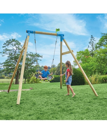 TP Eagle Wooden Swing Set with Large Nest Swing