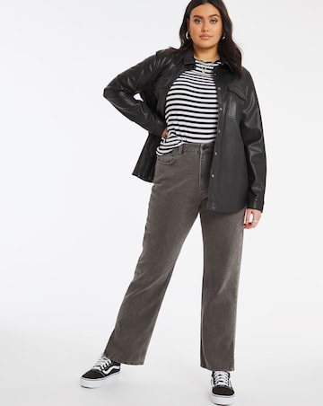 Washed Black Non Stretch High Rise 90's Split Hem Straight Leg Jeans