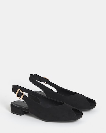 Skylark Flat Peep Toe Slingback Shoes - Wide Fit (E)