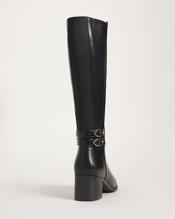 Cushion Walk Block Heel Knee High Boot Wide E Fit Standard Calf