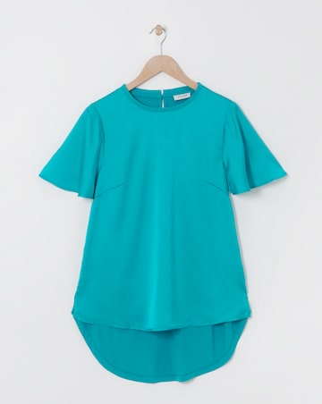 Blue Jersey Back Satin Top