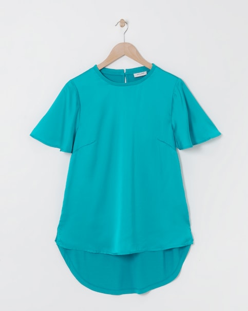 Jersey Back Satin Top - Blue