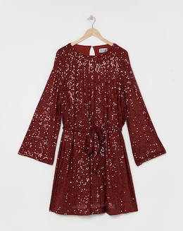 Wine Sequin Skater Dress