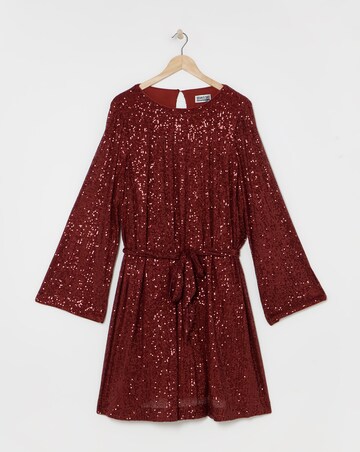 Wine Sequin Skater Dress
