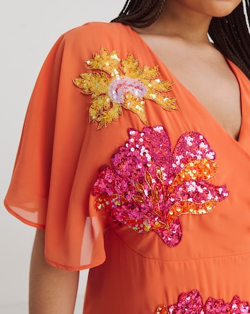 Maya Curve Embellished Wrap Maxi Dress