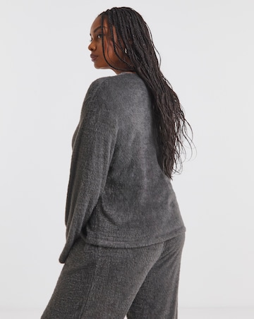Grey Marl Fluffy V Neck Cardigan