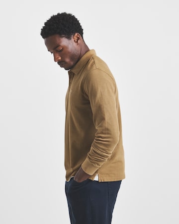 Union Garment Dyed Long Sleeve Polo-Brown
