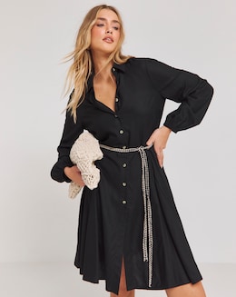 Button Through Shirt Dress With Belt