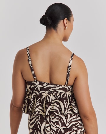 Palm Print Frill Tankini Top