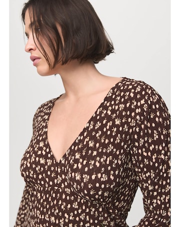 Mango Flare Sleeve Floal Midi Dress