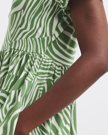 Olive Print Supersoft Midi Dress With Pockets