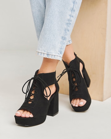 Avar Strappy Heeled Shoe Boots - Extra Wide Fit (EEE)